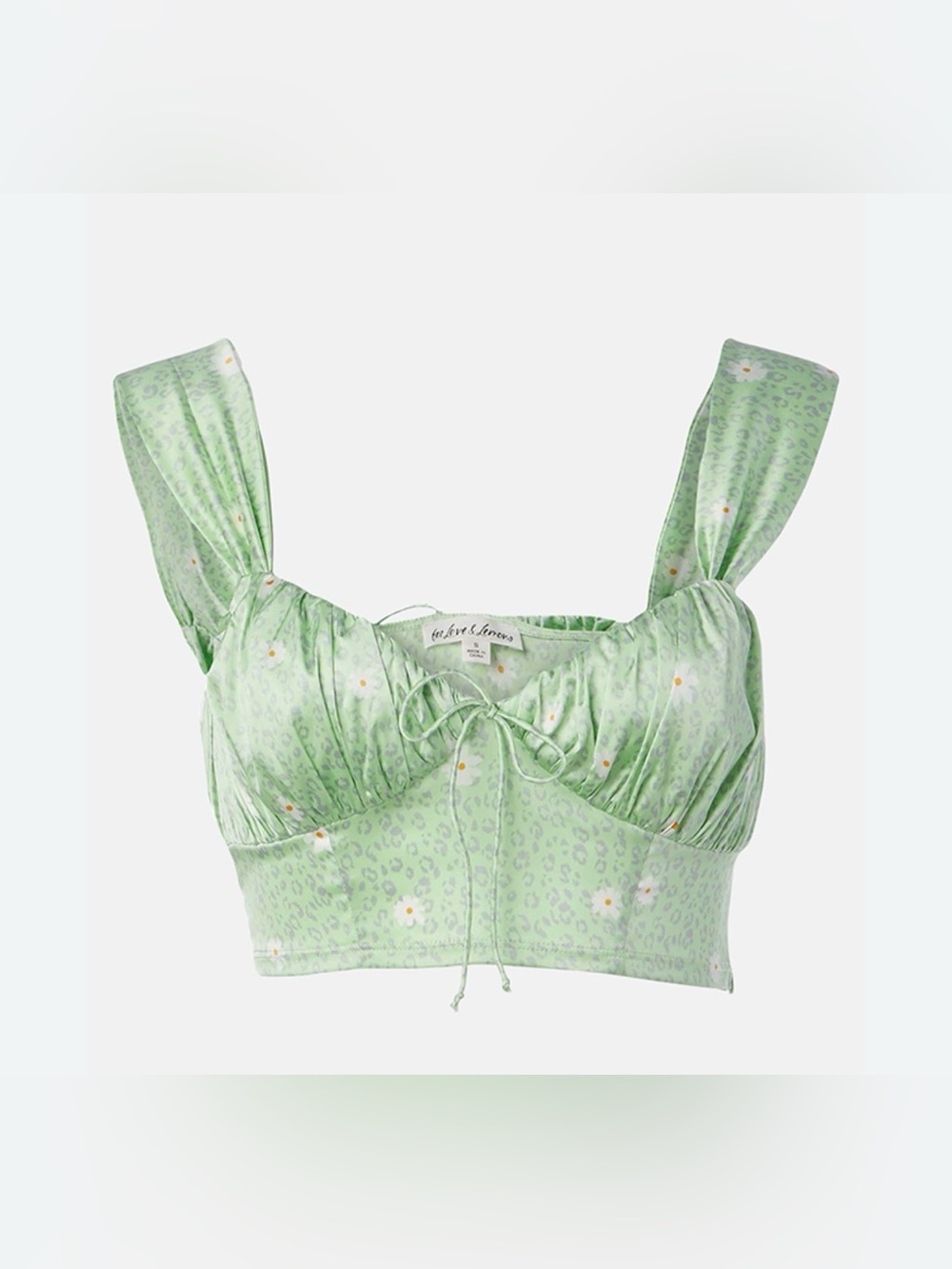 FOR LOVE & LEMONS ROBIN TOP IN MINT CHEETAH, SIZE S
